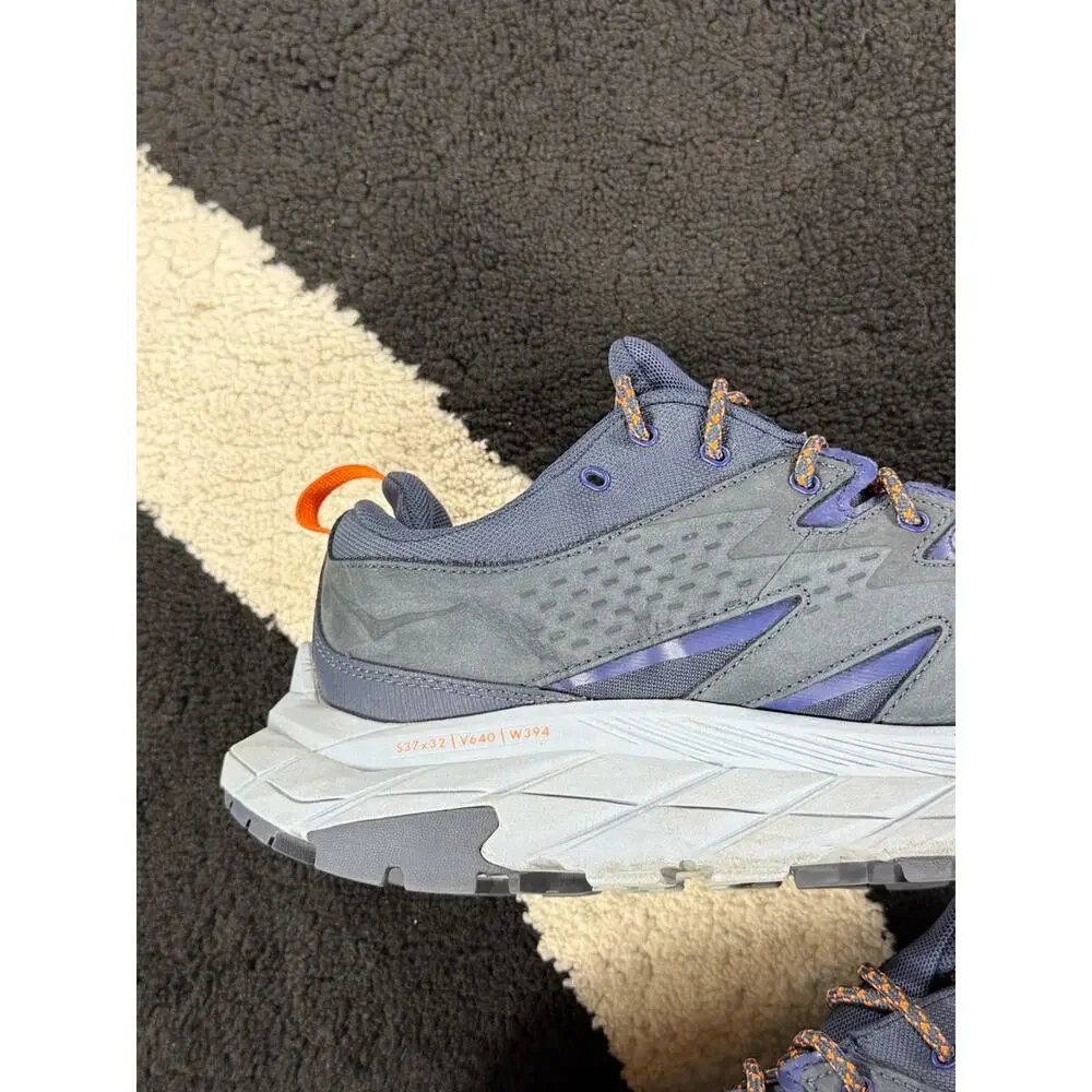 Hoka Shoes Mens Size 10D Anacapa Low GTX Blue Gray Vibram GoreTex Hiking Outdoor